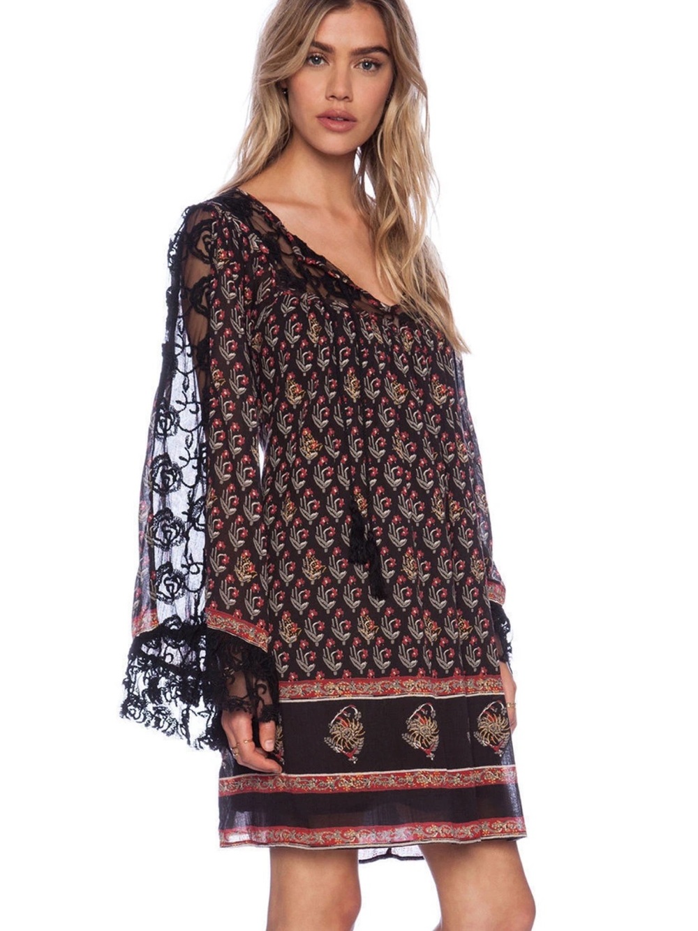 Free People Nomad Child Floral Lace-Trim Shift Dress